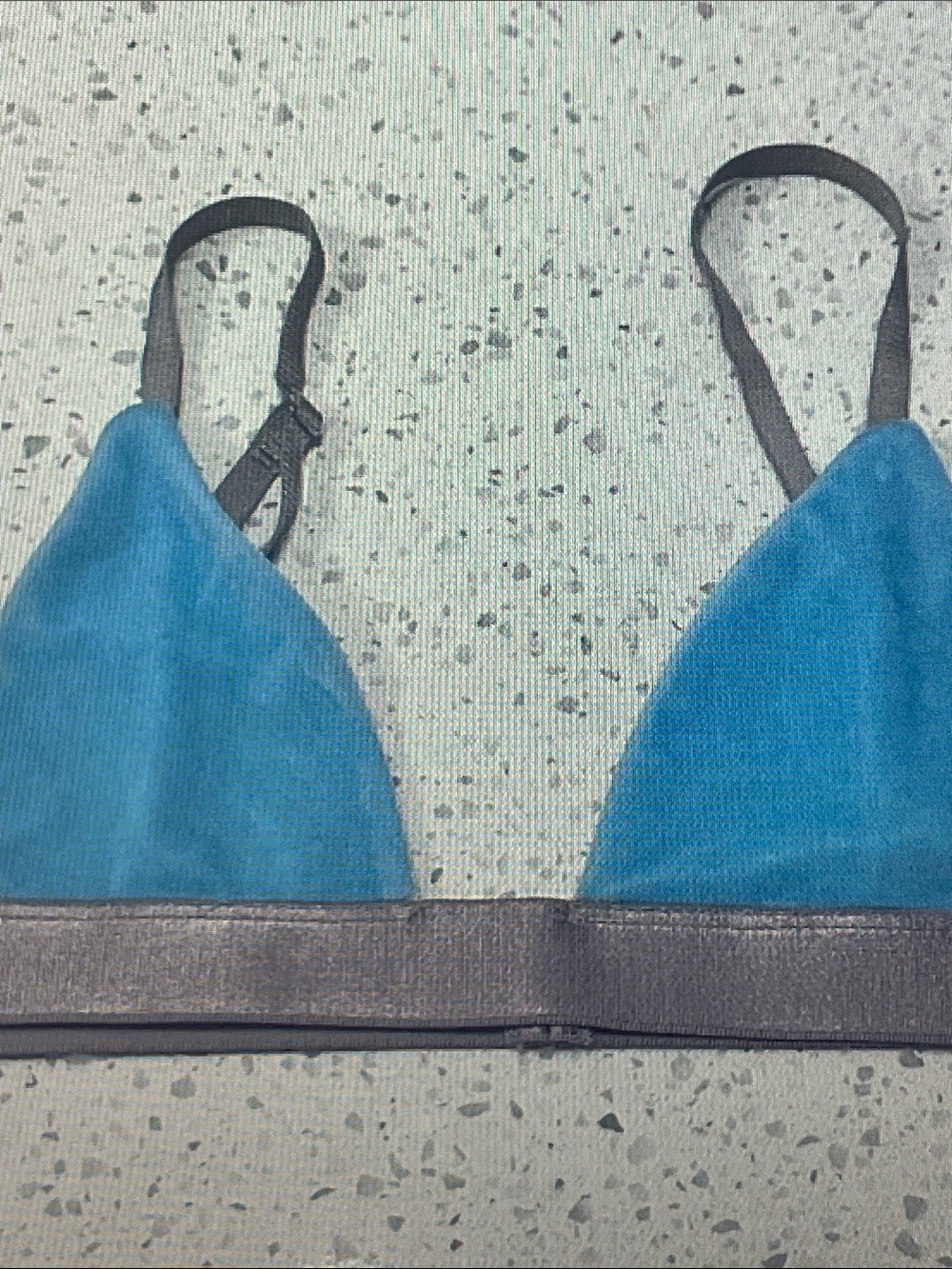Women's Blue Triangle Bikini Top with Adjustable Gray Straps
